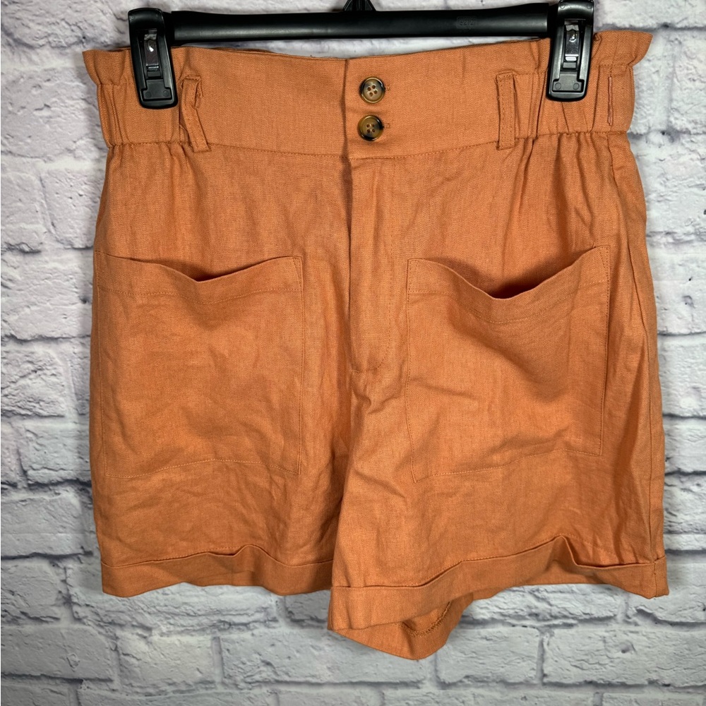 Crosby The Waist paper bag linen blend shorts orange fall color women size 4